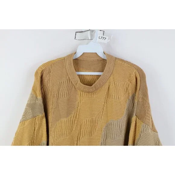 Vtg 90s Coogi Style Mens Large Ed Bassmaster Knit Crewneck Sweater Earth Tone
